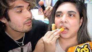 BOYFRIEND DOES MY MAKEOVER (while I eat cheetos)