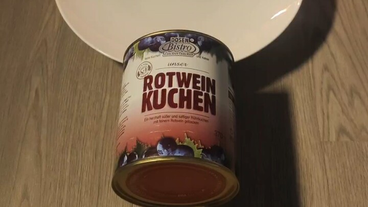 Post-apocalyptic red wine cake in a can—after you eat it, your head starts buzzing.