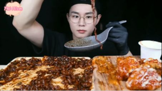 Mì sốt tương đen và đồ chiên phần 6 #mukbang