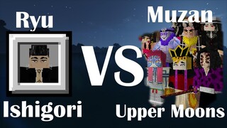 Ryu Ishigori VS Upper Moons & Muzan (One By One) - Jujutsu Kaisen X Demon Slayer Minecraft