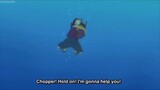 Luffy tries to saved Chopper from drowning