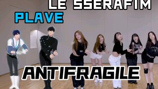 صالة تدريب الرقص على أغنية ANTIFRAGILE بنسخة الـ7 أشخاص من PLAVE وLE SSERAFIM