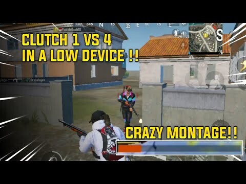 CRAZY MONTAGE IN A LOW END DEVICE😱CLUTCH 1 VS 4 LOW HP - PUBG MOBILE