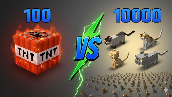 minecraft 100 TNT VS 10000 gatos