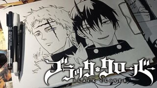 Zenon, Nacht - Black Clover || Black and White Art (SPEED DRAWING)