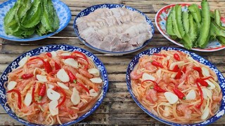 Hết Nồi Cơm Với Món Mắm Tép Kèm Thịt Luộc Thêm mớ Đậu Rồng Mới Hái| TKQ & Family T759