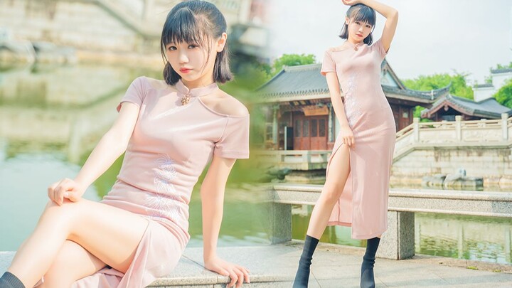 Cheongsam Bunga Persik Cheongsam Hak Tinggi [Qiqi] [Bintang]