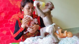 Milk Time!! Tiny adorable Luca & Yaya are enjoys drinking milk together