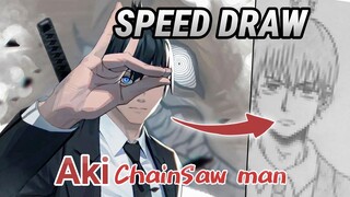 Menggambar si cogan Aki dari anime chainsawman