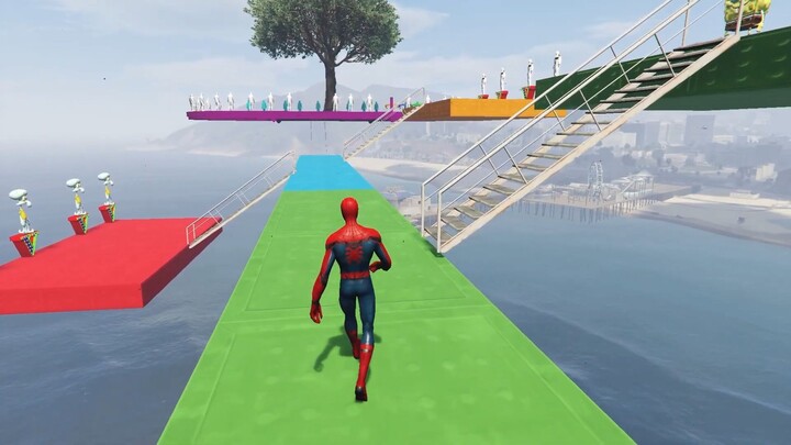 SPIDER-MAN against TUNG TUNG TUNG SAHUR on Motorcycle in RAINBOW SPIDERS BRIDGE
