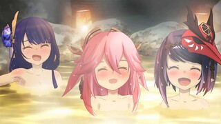 [Animasi Dampak Genshin] Keluarga mandi di pemandian air panas