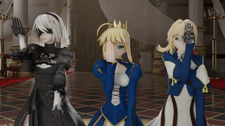 [MMD] สามสาว 2B &เซเบอร์&ไวโอเล็ต โชว์สเต็ปแดนซ์เพลง [A]ddiction