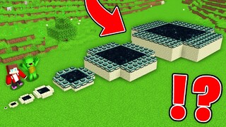 JJ and Mikey Build END PORTALS of ALL SIZES : Tiny, Small, Normal, Big, Biggest in Minecraft Maizen!