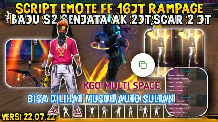SCRIPT EMOTE FF 16 JT ,BAJU S2,SCAR 2JT BISA DILIHAT MUSUH DAN TEMAN LOBBY | SCRIPT FF AUTO SULTAN