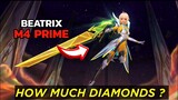 HOW MUCH DIAMONDS FOR BEATRIX M4 PRIME SKIN || MOBILE LEGENDS NEW SKIN