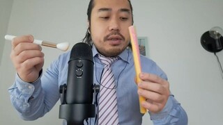 ASMR EATING SOUNDS - PEACH CANE CANDY & MIC BRUSHING