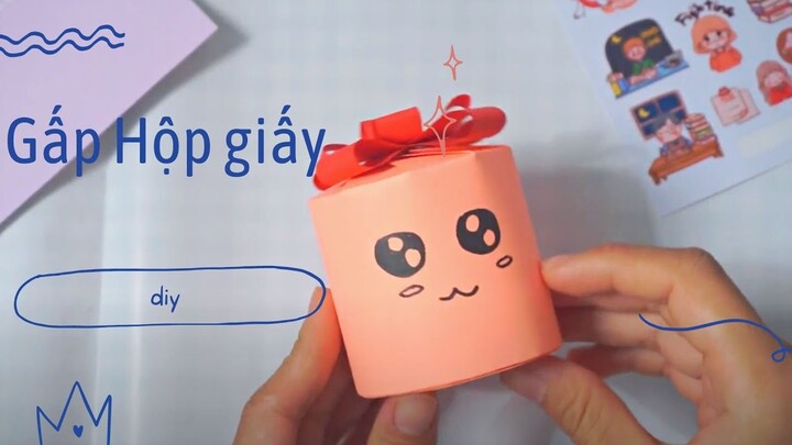 Hướng dẫn xếp hộp quà/ How to make origami gift box- Cách gấp hộp quà hình vuông bằng giấy dễ thương