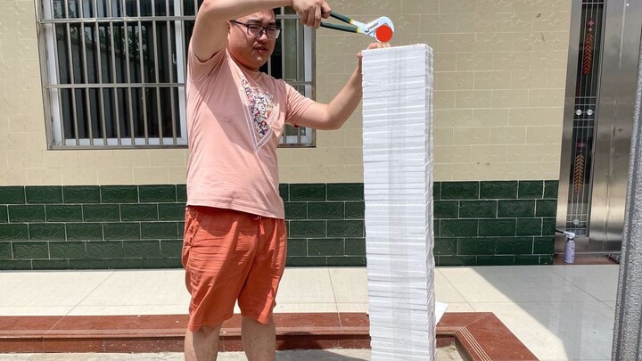 Can a red-hot iron ball pierce through 80 layers of foam board?