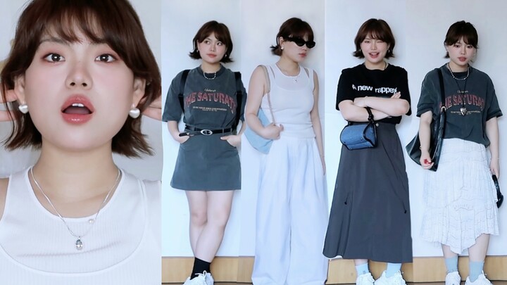 158.65kg 🩶 Visually cooling! A cool black, white, and gray outfit with a minimalist, high-end vibe—n