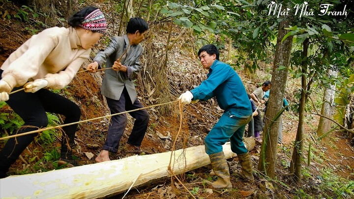 Tập 2: Kéo gỗ làm nhà trong rừng rất vất vả I Building a house with wood in the forest episode 2.