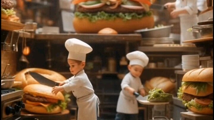 chef cooking a big krabby patty #food