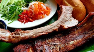 Bí quyết ướp SƯỜN NƯỚNG TẢNG ẨM MỀM Không khó, Bánh mì kẹp sườn nướng đổi món cực ngon |Nhamtran FV