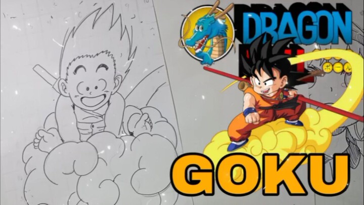 menggambar goku kecil dari anime DRAGON BALL