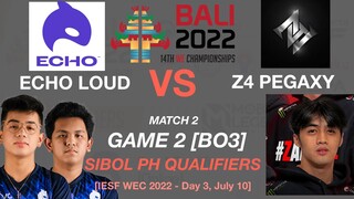 ECHO vs PEGAXY Game 2 IESF WEC 2022 SIBOL PH QUALIFIERS Day 3