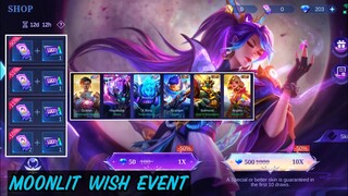 MOONLIT WISH EVENT || MLBB NEW FREE SKIN EVENT 2023 || BONUS TOKENS AND MORE