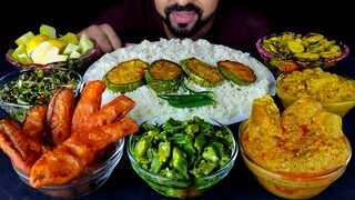 BIG VEG THALI| DOI POTOL, PUMPKIN PAKODA, BRINJAL FRY, VEG DAL, SPINACH, OKRA, MUKBANG| #LiveToEATT