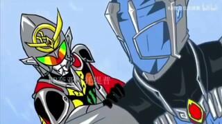 Decade vs Wizard and Gaim in anime