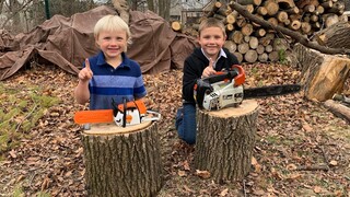 The boy’s first chainsaws