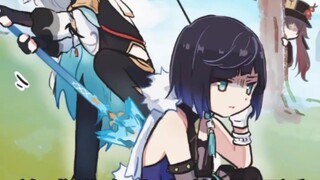 申鹤 : 你跑不掉的，我师姐可是有单杀魔神的实力画 : xinzoruo