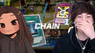 Sykkuno summons Curse of Dragon to finish off Crystalst in Yu-Gi-Oh! Master Duel VS Crystalst