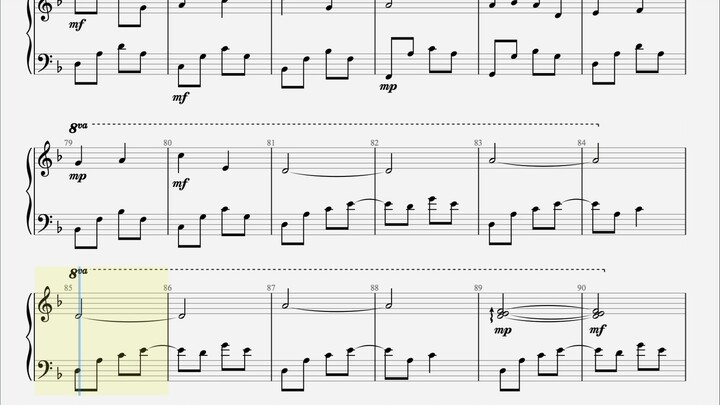 P.9 Skor piano "May Rain (Naruto Interlude)"
