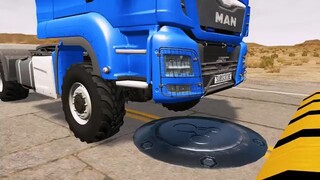 Flatbed Truck Mcqueen  _ Transportation with Truck - Pothole vs Car _460 - BeamN