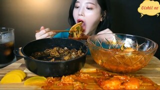 Mì tương đen hải sản, tôm chiên cay 7 #amthuc