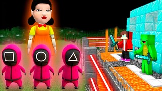 SQUID GAME vs Security House in Minecraft Challenge Maizen JJ and Mikey