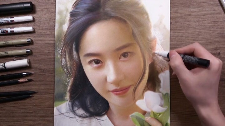 彩铅手绘刘亦菲