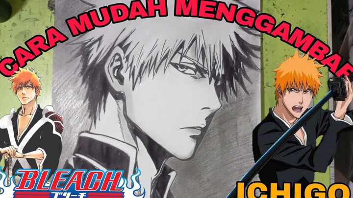 cara mudah menggambar anime Bleach, Ichigo