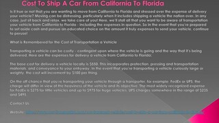 Cost To Ship A Car From California To Florida