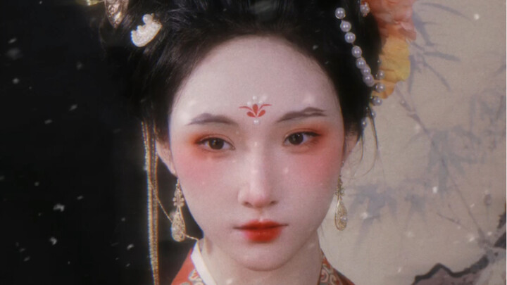 Are the overlapping hills and flickering golden light, along with the fragrant snow on her cheeks br