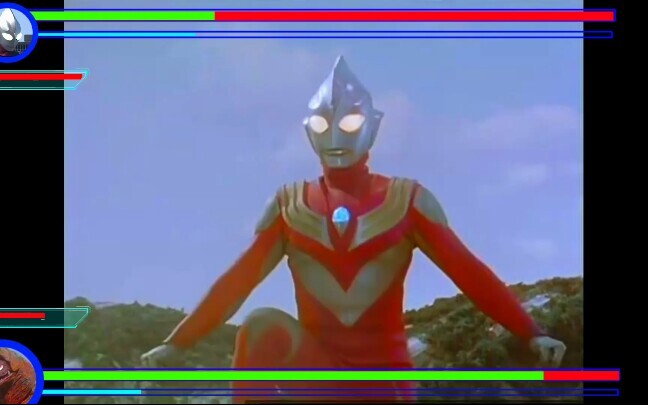 Ultraman Tiga vs. Golzan plus health bar
