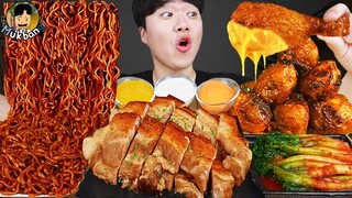 ASMR MUKBANG 직접 만든 양념 치킨먹방! 스테이크 짜파게티 레시피 & 먹방 FRIED CHICKEN AND BLACK BEAN NOODLES EATING SOUND!