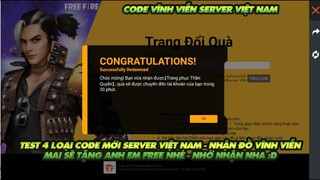 Free Fire| Test 4 loại code mới server Việt Nam  - Ngày mai sẽ tặng Free cho anh em nhé!