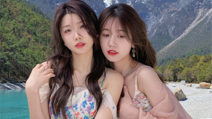 Of course, beautiful scenery must be matched with beautiful women~
