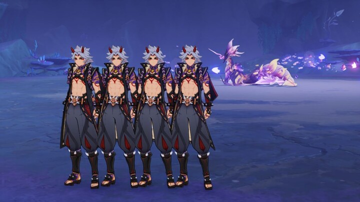 [Genshin Impact] Four Arataki Itto characters successfully defeat the sleeping Millennial Pearl Pery