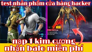 Free fire| cách nạp 1 kim cương nhận balo cách rồng địa ngục - review sự kiện cửa hàng hacker