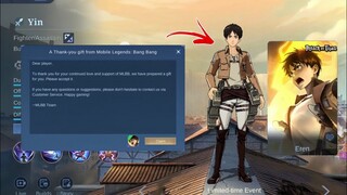 YIN ATTACK ON TITAN SKIN EREN!🔥(Early Access)-Mobile Legends Bang Bang