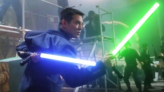 Lightsaber berbentuk T dengan tongkat ganda milik Jet Li! ! ! Versi bujangan Star Wars dari "A Lette